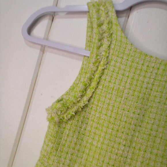 Zara Dress Girls 8 Sleeveless Tweed Raw Rem Green - Picture 9 of 16